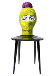 fornasetti lux-gstaad chair yellow with pink pon in STOCK