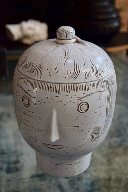 Aldo Londi Head figure vase with lid
