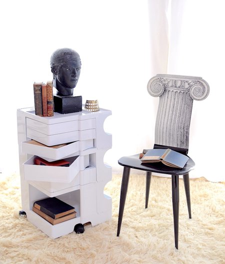 vintage FORNASETTI CHAIR Capitello Ionico b/w