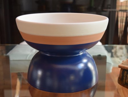 centerpiece bowl blue beige by ettore sottsass